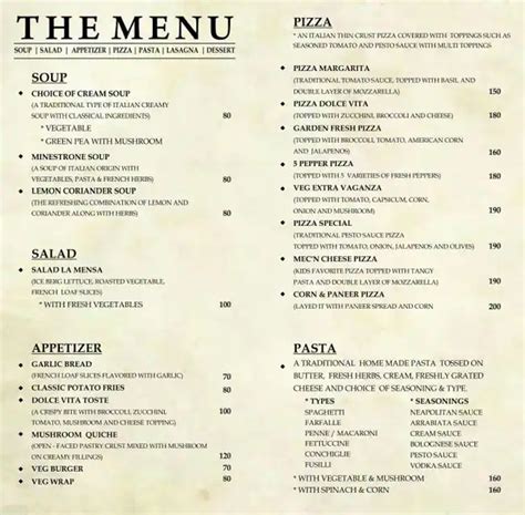 mensa dining menu